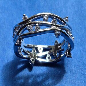 "Crown of Thorns" CZ silver ring size 6